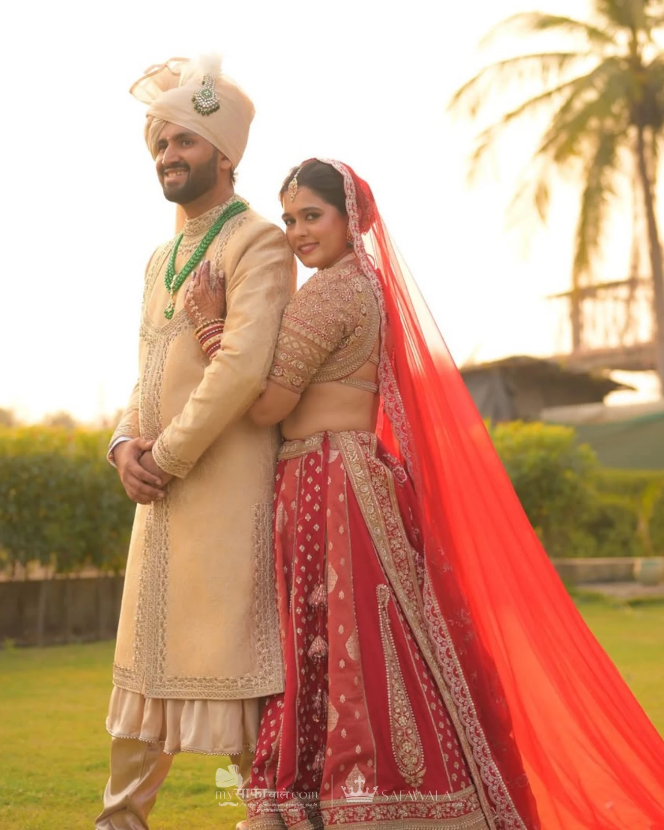 Classic groom pagdi styled with a red ceremonial stole for Lien Chieu